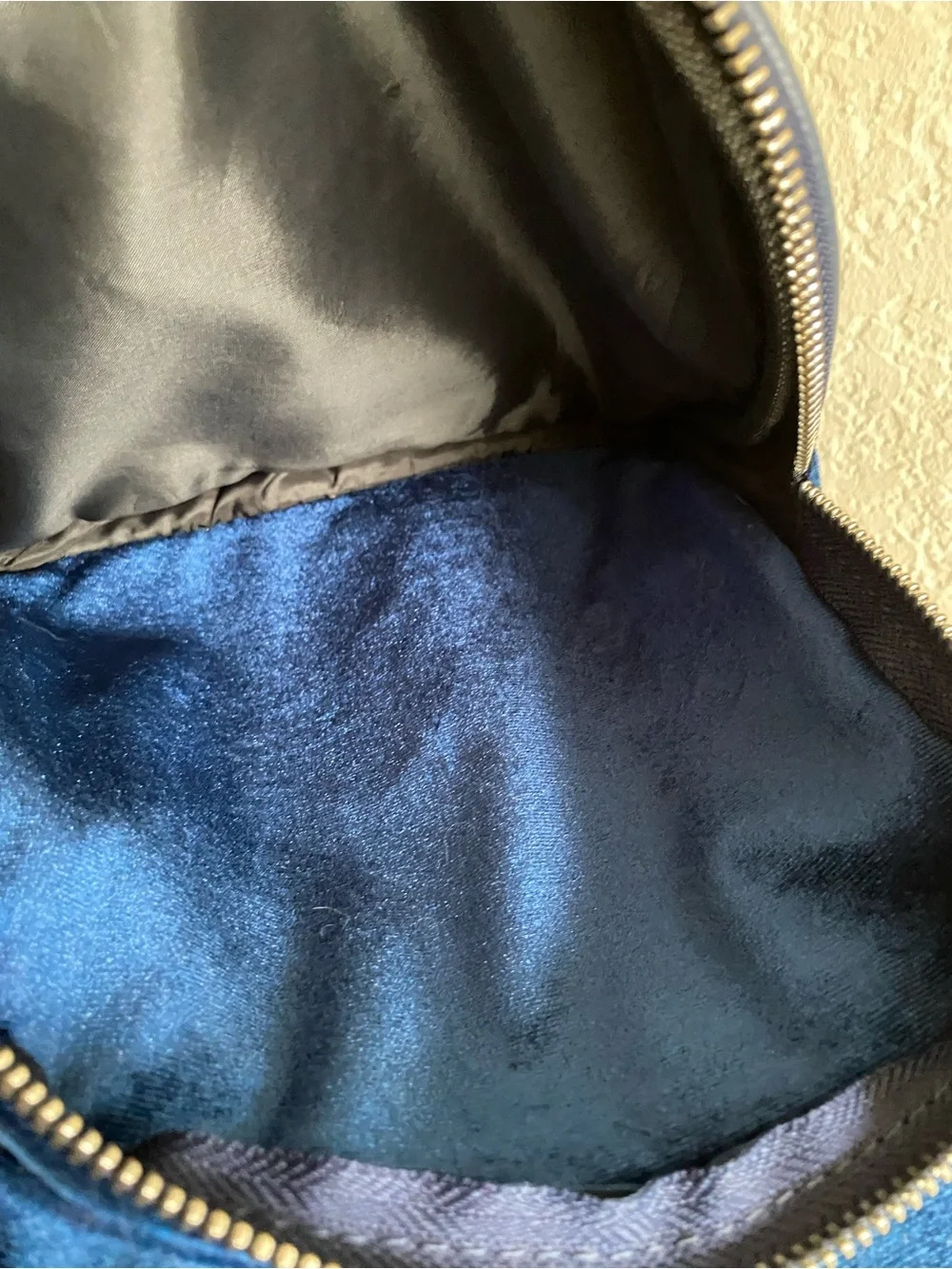 Navy Blue Velvet  Backpack